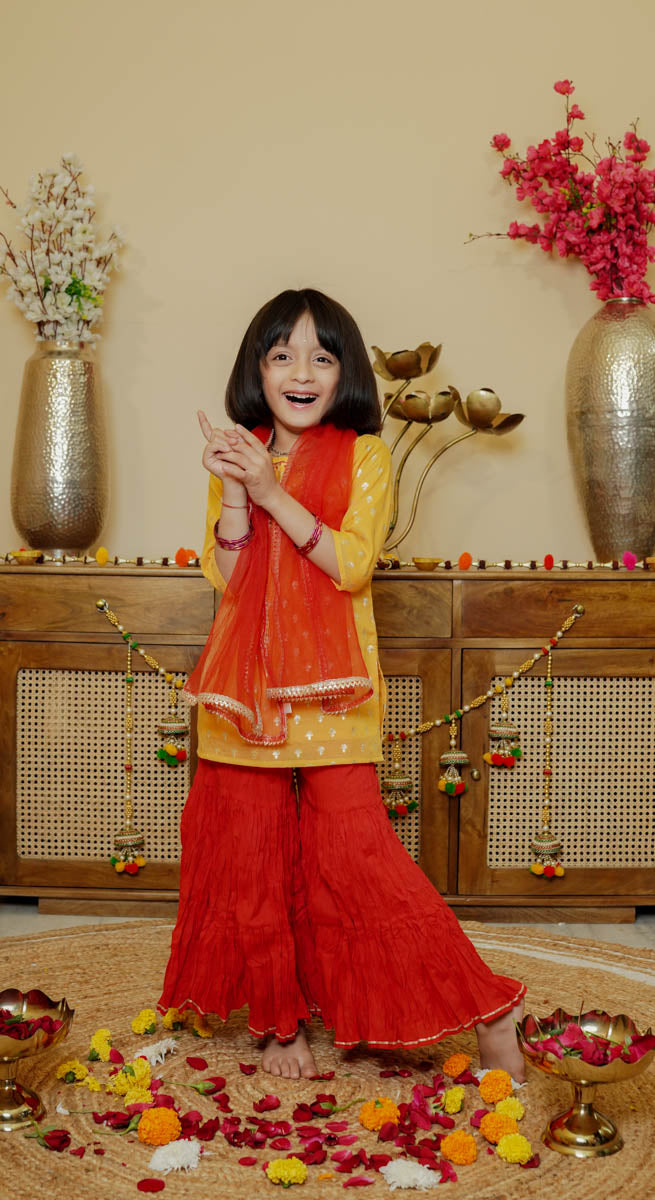 Aagya girls kurta skirt Dupatta Set