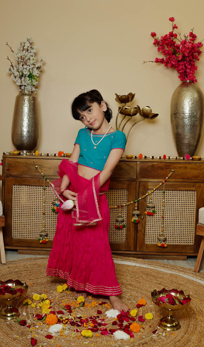 Suhana Girls blouse skirt Dupatta Set