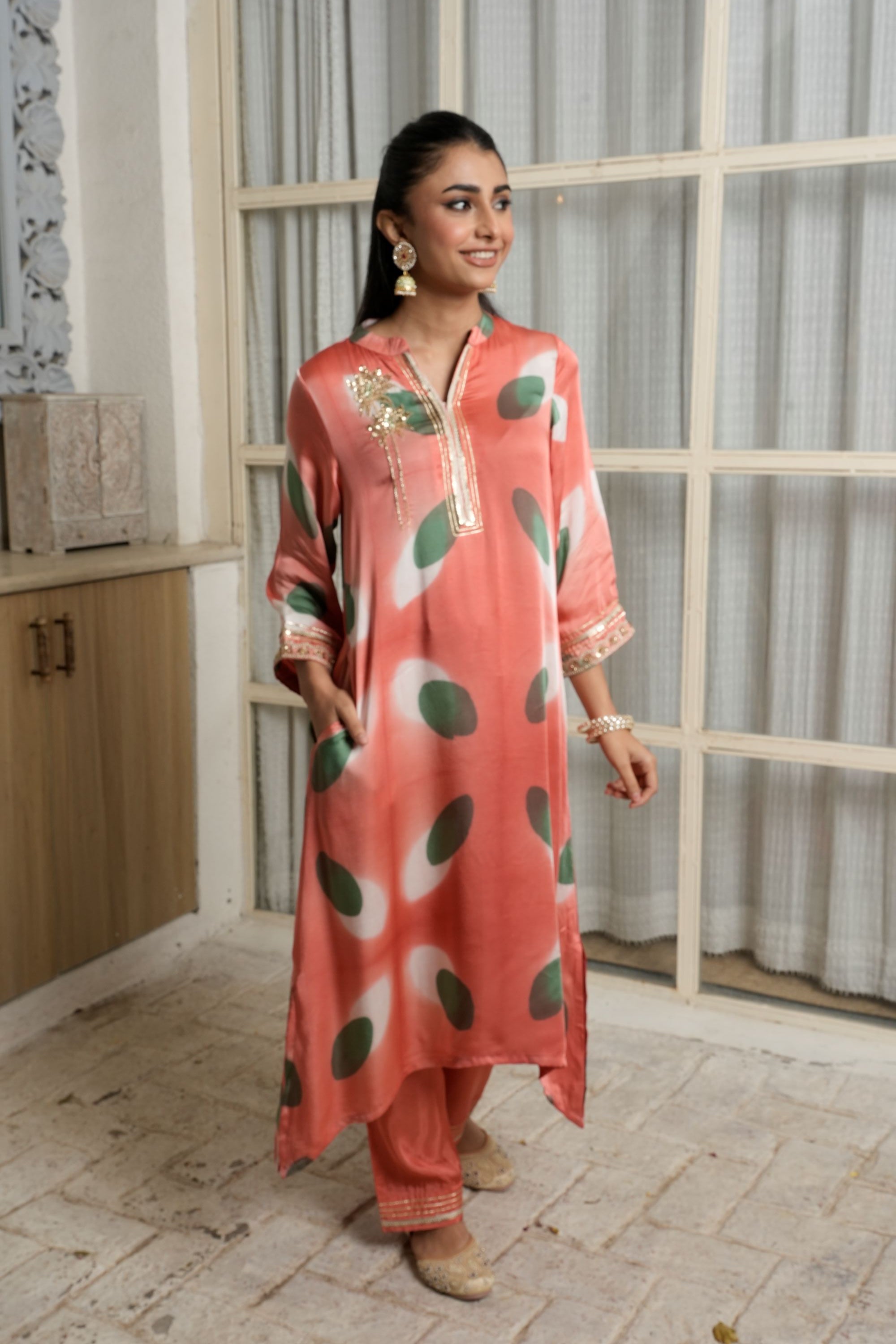 Coral Orange Kurta Pant