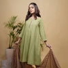 Green Kurta Pant & Dupatta Cotton Full- Set