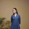 Indigo Cotton V-Neck Kurta-Pant Set For Women's