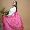 White Cotton Dobby Lace Work Round with V-Neck Women's Kurta