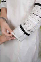 Off White Cotton Slub Round Neck Kurta For Women's