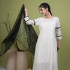 Off White Cotton Slub Round Neck Kurta For Women's