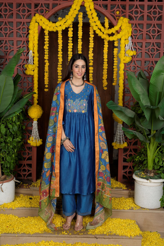 Deep Steel Blue Complete Suit Set