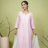 Pastel Pink Cotton Slub Kurta For Women's