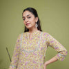 Green Cotton Round Collar Handblock For Women's