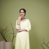 Mint Green Cotton Premium Round With Small V-Neck Kurta For Women's