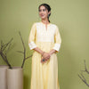 Yellow Cotton Premium Collar with V Neck Kurta For Women's
