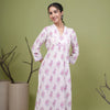 White With Pink Flower Print Kurta For Women's