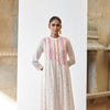 Off White Cotton Handloom Collar Neck Jamdani Dress For Women's