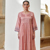 Pink Cotton Handloom Round Dress For Women's