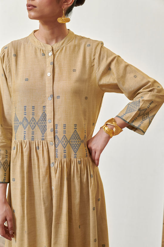 Pista Green Round Neck Jamdani Dress For Women's