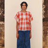 Orange Cotton Handloom Round Neck Top For Women's