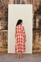 Orange Cotton Handloom Dress For Women's