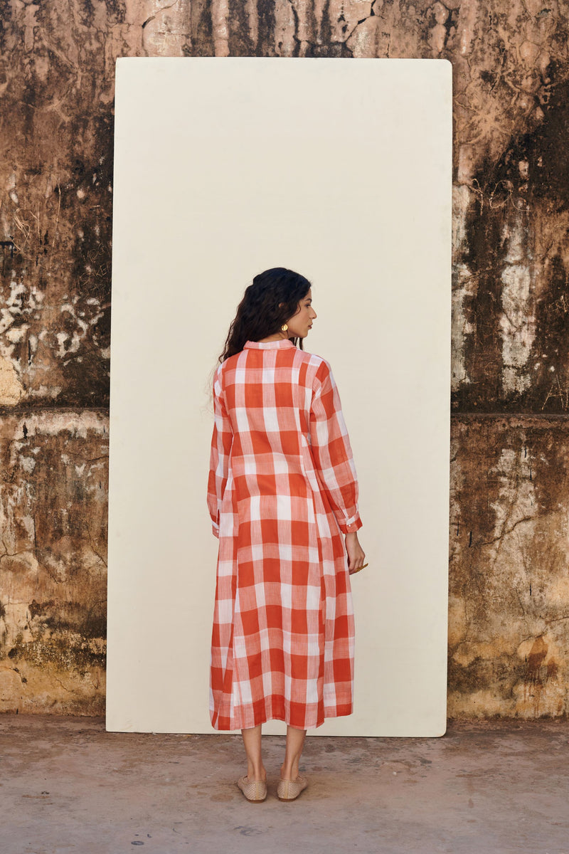 Orange Cotton Handloom Dress For Women's