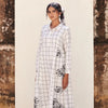 White Cotton Handloom Check Dress For Women's