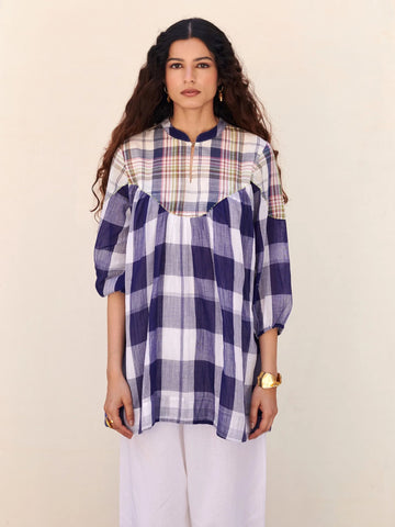 Blue Round Neck Top For Women's