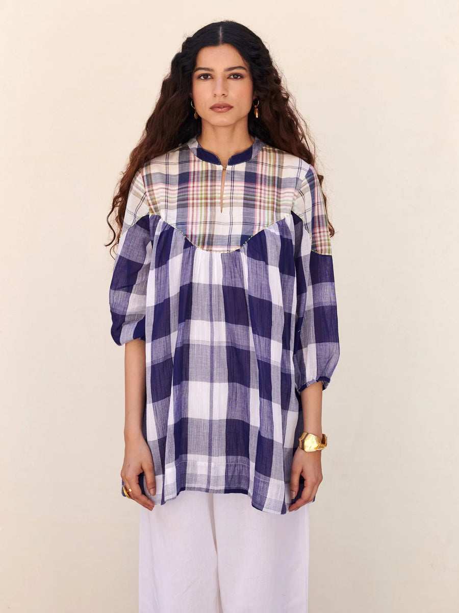 Blue Round Neck Top For Women's