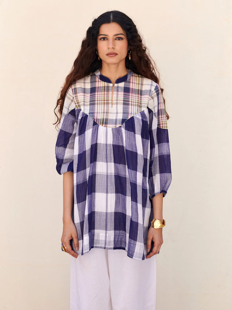 Blue Round Neck Top For Women's