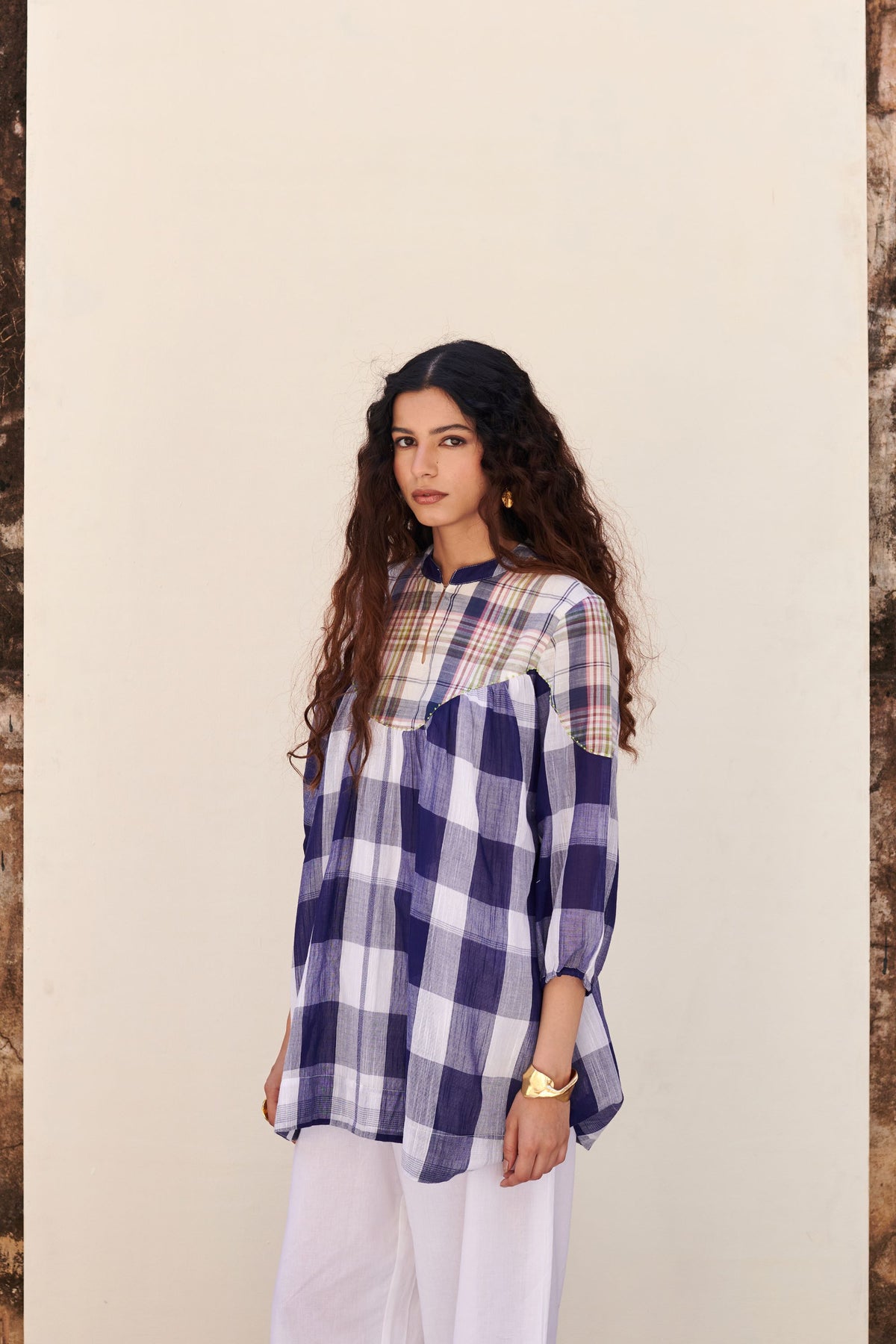 Blue Round Neck Top For Women's
