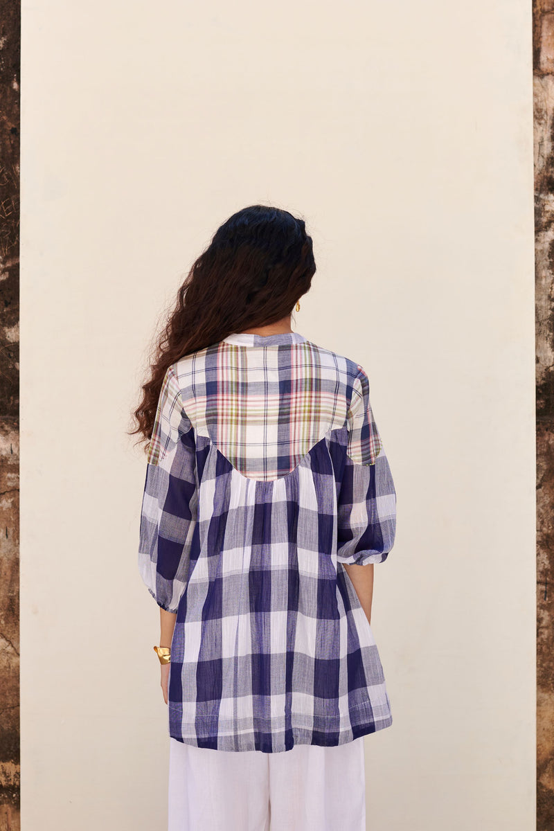 Blue Round Neck Top For Women's