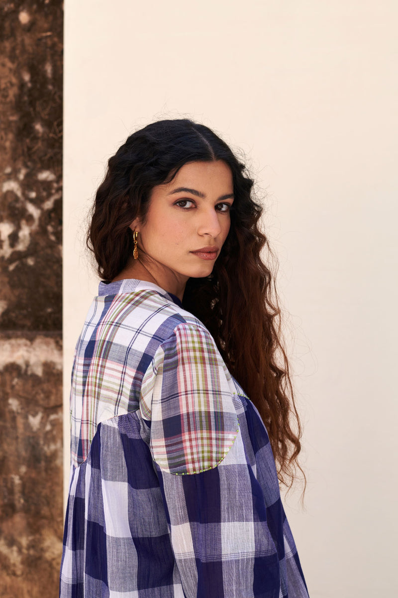 Blue Round Neck Top For Women's