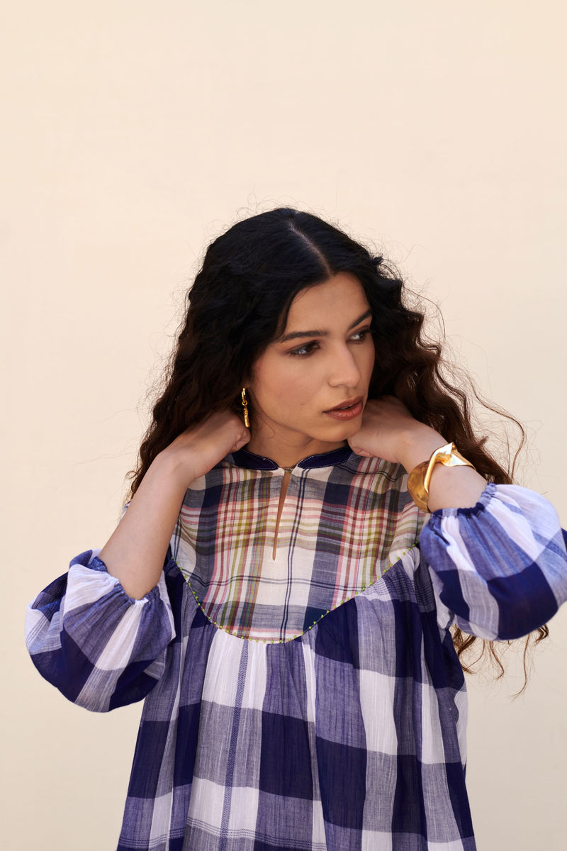 Blue Round Neck Top For Women's