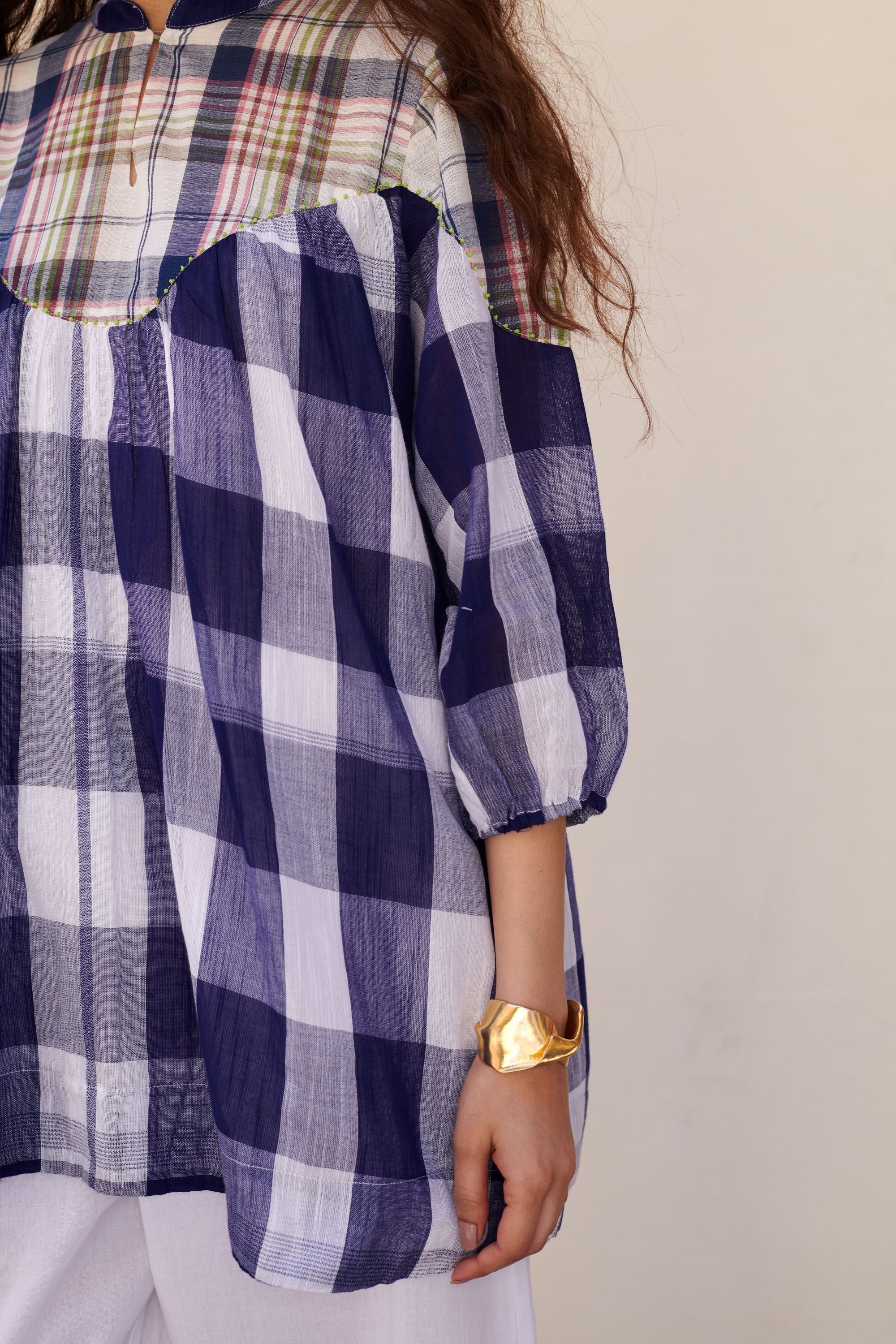 Blue Round Neck Top For Women's