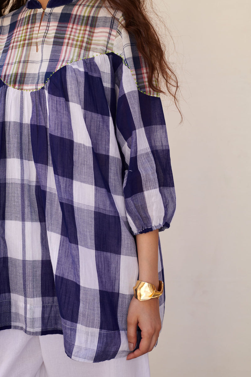 Blue Round Neck Top For Women's