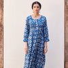 Indigo Cotton Round Handblock Kurta For Women's