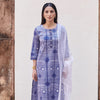 Blue Neck Cotton Round Neck Shibori Kurta for Women's