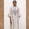 White Cotton Flax Kurta For Women's
