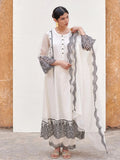White Kurta & Dupatta Kota Doriya Pant-Cotton Round Neck Full Set For Women's