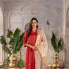 Maroon kurta-Organza Satin Zari, Lower-Muslin V-Neck Kurta Pant