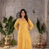 GOLDEN MUSTERD MODAL SILK ROUND NECK HAND  ZARI WORK KURTA PANT FOR WOMEN'S