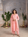 Baby pink cotton lurex round neck with kota doriya full set