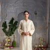 Gold Shimmer Tissue Collar Neck  Highlighted With Buttons Kurta Pant for Women's