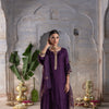 Deep Purple Silk Complete Suit Set For Women's