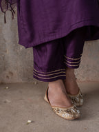 Deep Purple Silk Complete Suit Set For Women's