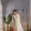 GOLD & RED TISSU SHIMMER COLLAR NECK ALL OVER WITH  GOTA WORK DUPATTA FULL SET