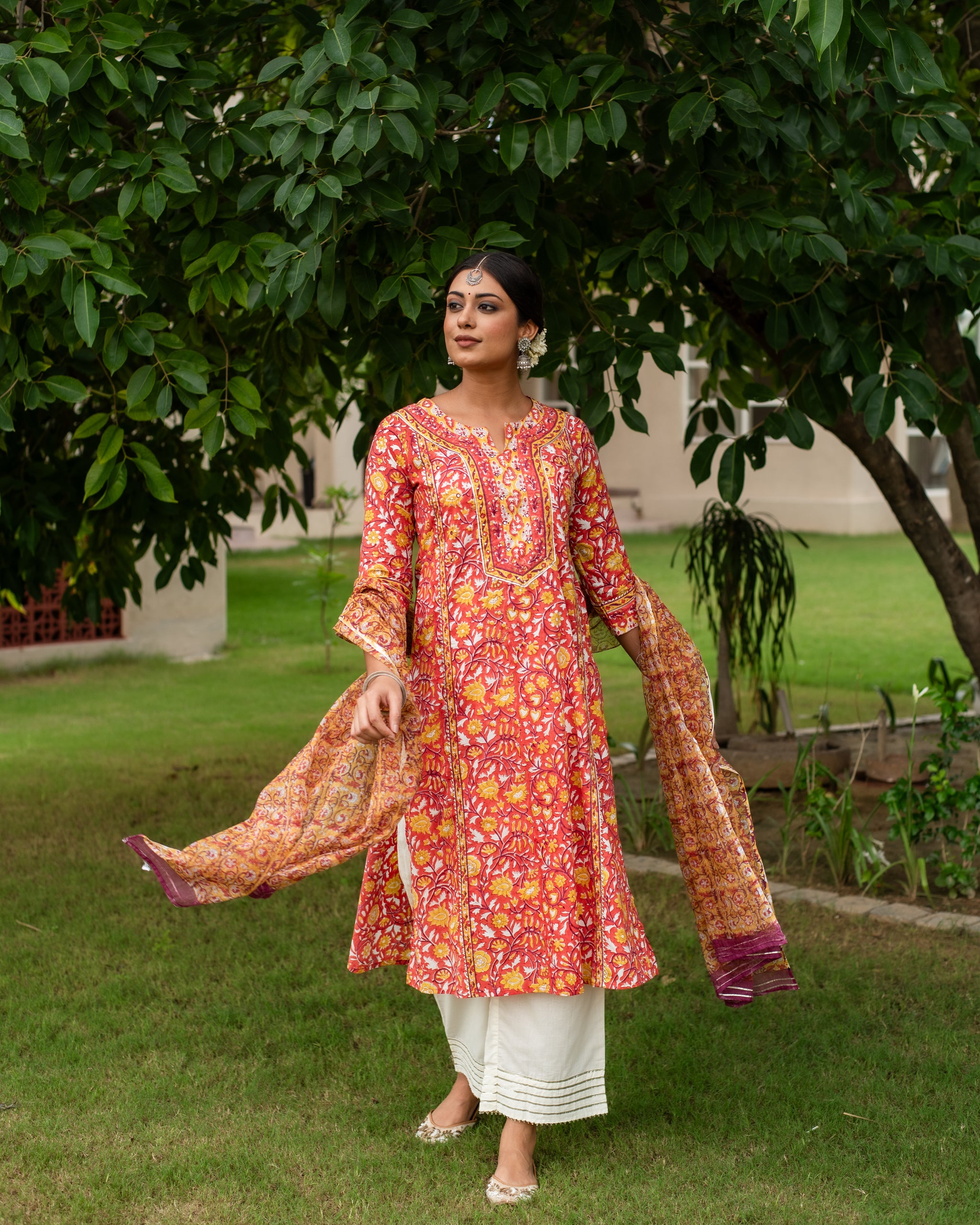 Saryu A-line Kurta with Dupatta