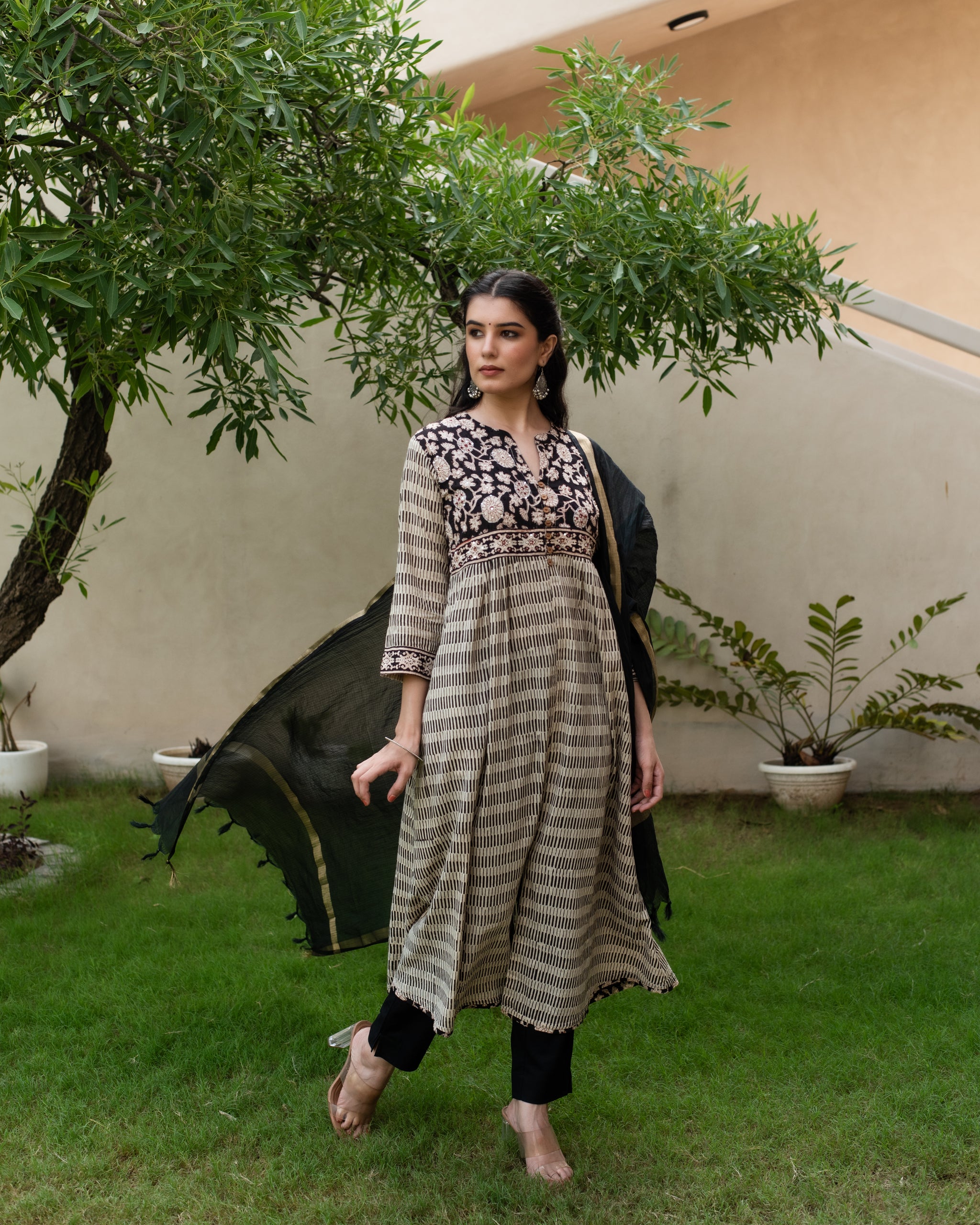 Karvi A-line Handblock Kurta