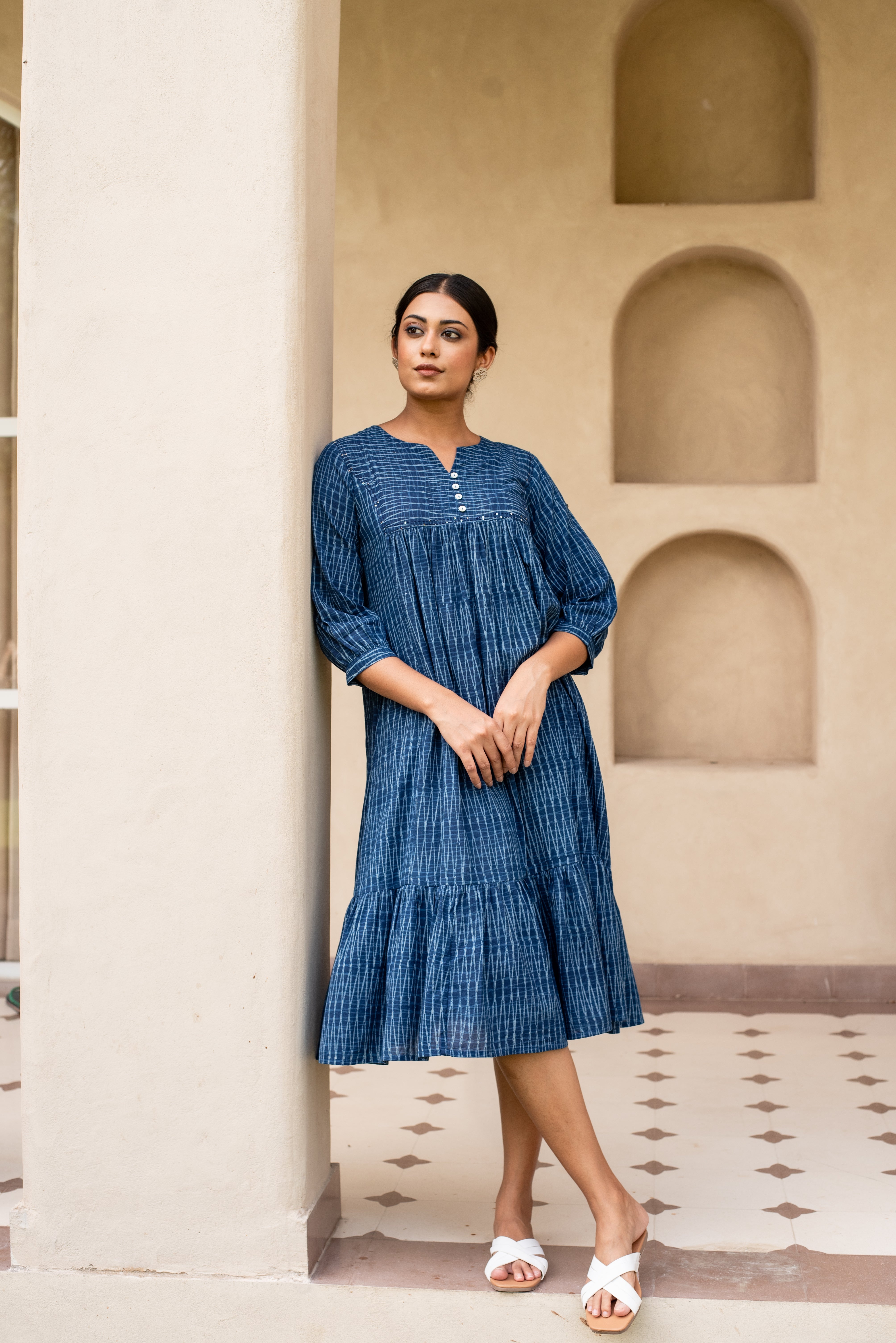 Atashi Indigo Handblock Dress