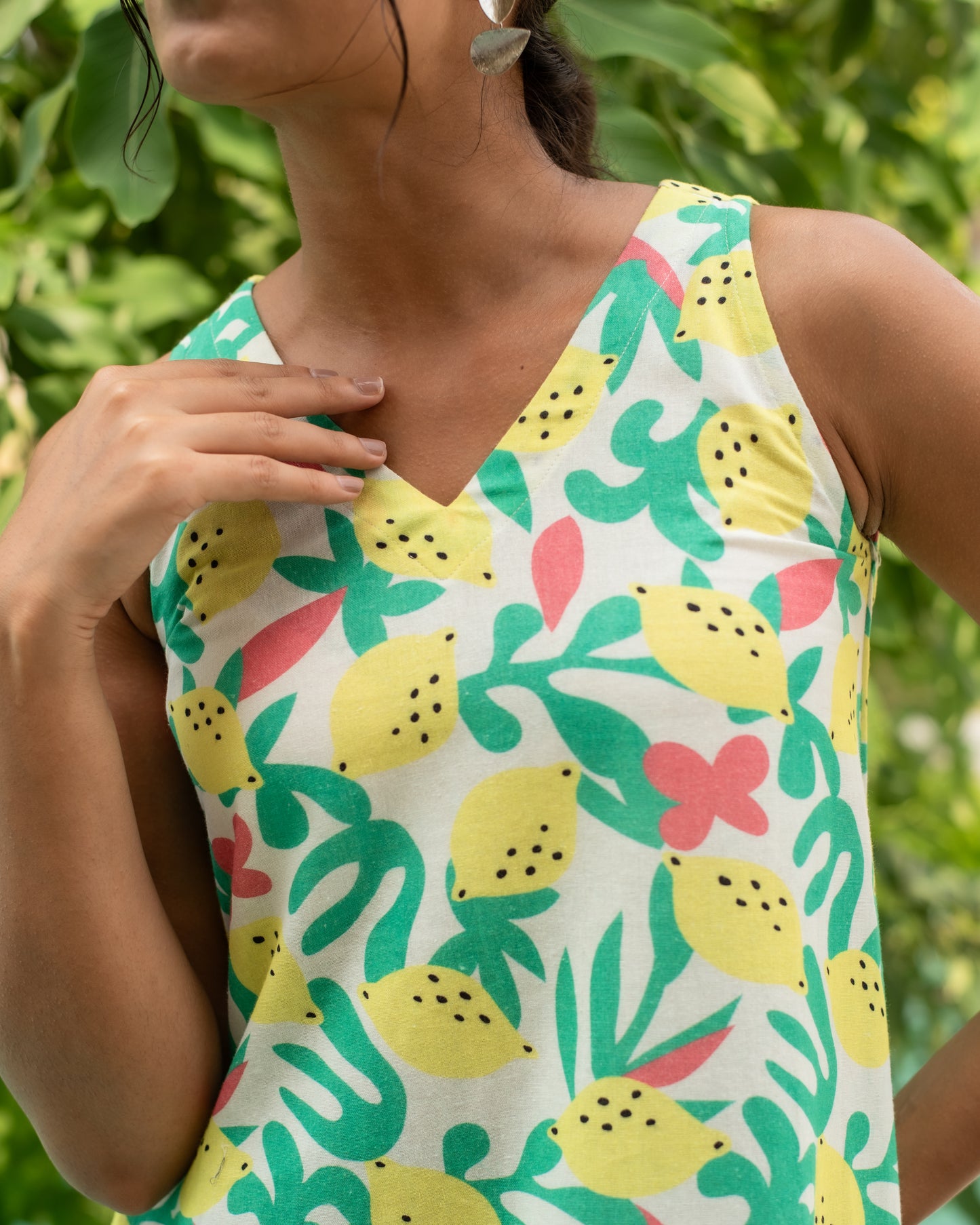 Osha Lemon Floral Print Dress