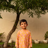 Peach Kurta with Mehndi Green Accents