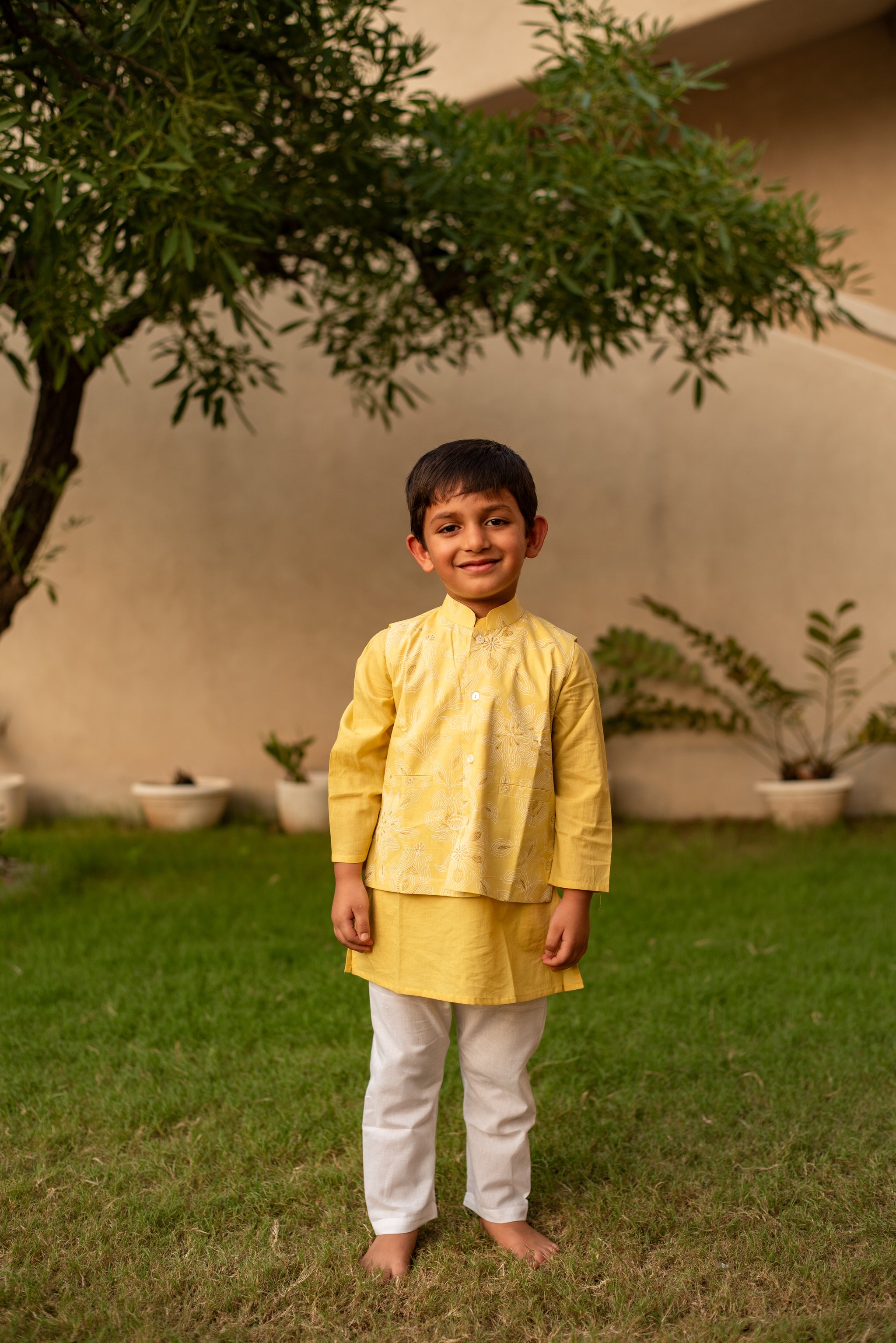 Light Yellow Kurta with Matching Jacket- Exclusive Kurta Jacket