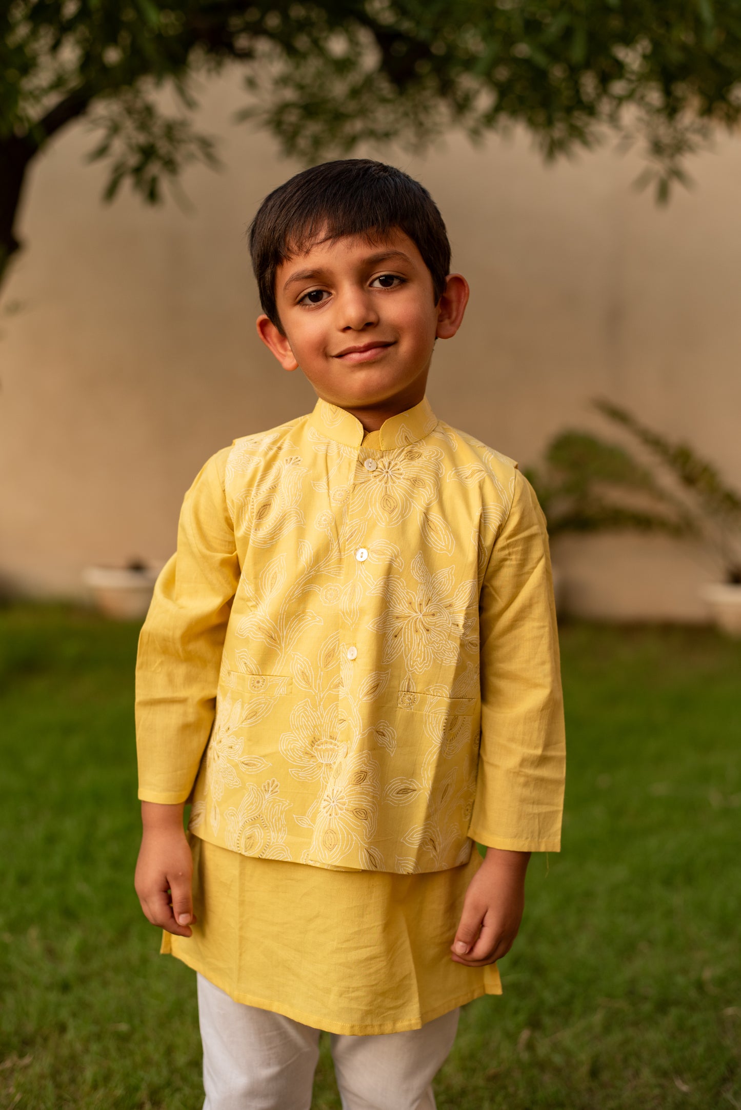 Light Yellow Kurta with Matching Jacket- Exclusive Kurta Jacket