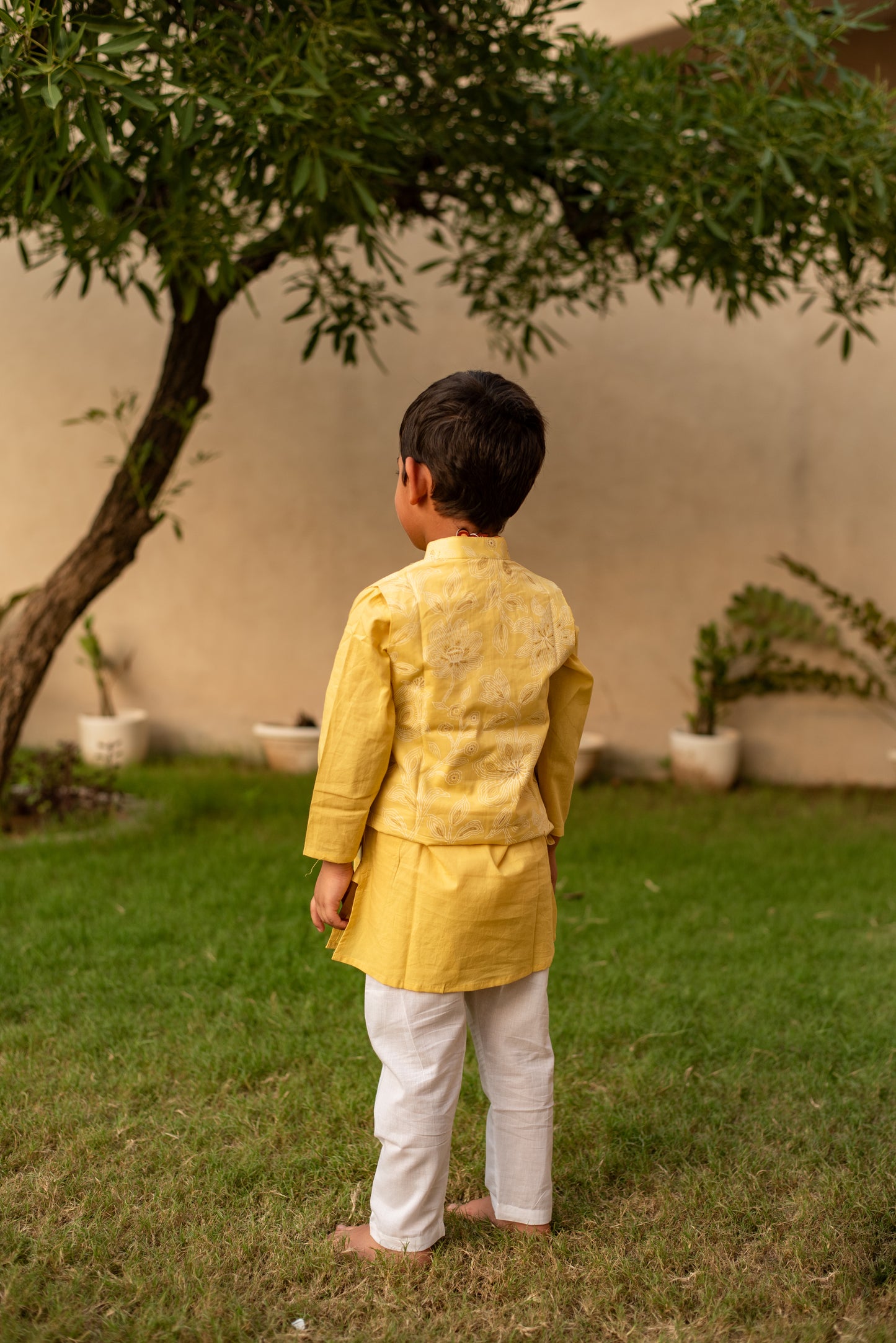 Light Yellow Kurta with Matching Jacket- Exclusive Kurta Jacket