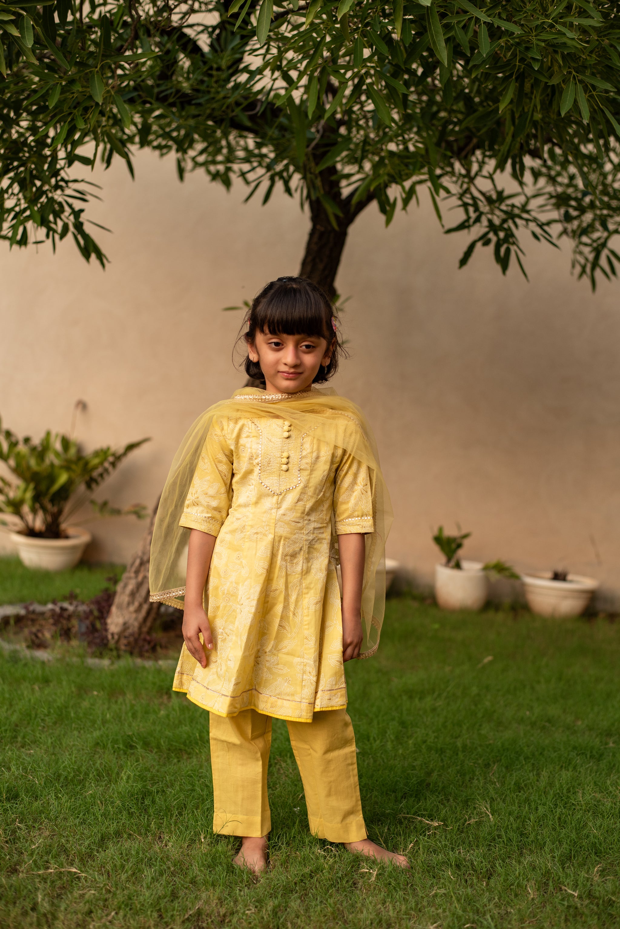 Light Yellow Kurta with Pant and Dupatta